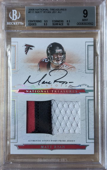 2008 playoff national treasures matt Ryan auto Autograph rookie patch auto rpa /99 BGS 9