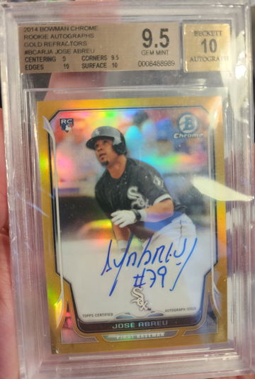 Jose Abreu 2014 Bowman Chrome GOLD Refractor Auto BGS 9.5 Gem Mint ASTROS /50