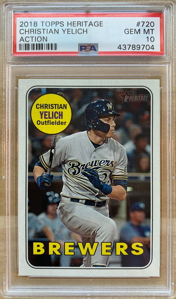 2018 Topps Heritage CHRISTIAN YELICH Action Variation PSA 10 GEM MINT #720