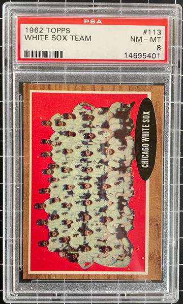 1962 Topps #113 White Sox Team checklist PSA 8