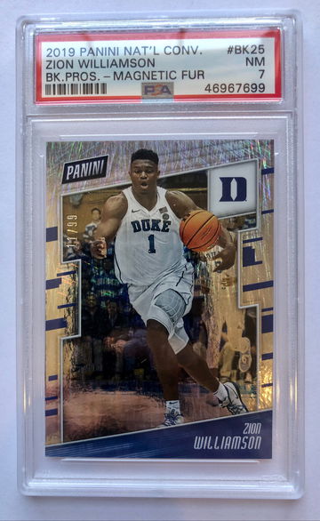 2019 Zion Williamson National Convention Basketball Prospects Magnetic Fur #BK25 Serial #11/99 PSA 7