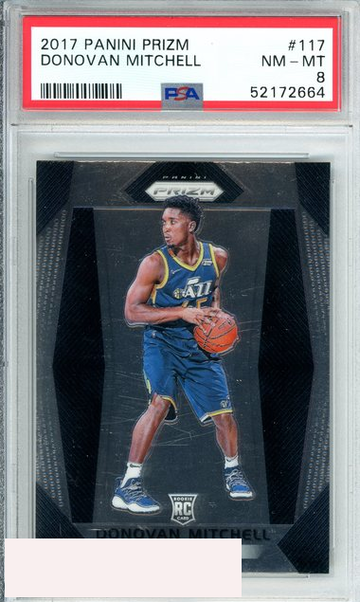 2017 PANINI PRIZM DONOVAN MITCHELL #117 UTAH JAZZ ROOKIE RC PSA 8 NM-MT