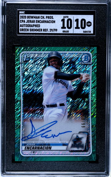 2020 Bowman Chrome Prospects Jerar Encarnacion Autographed Green Shimmer