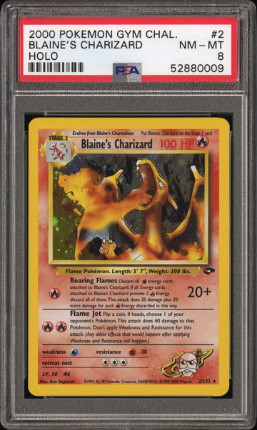 2000 Pokemon Gym Challenge Holo Blaine's Charizard #2 PSA 8
