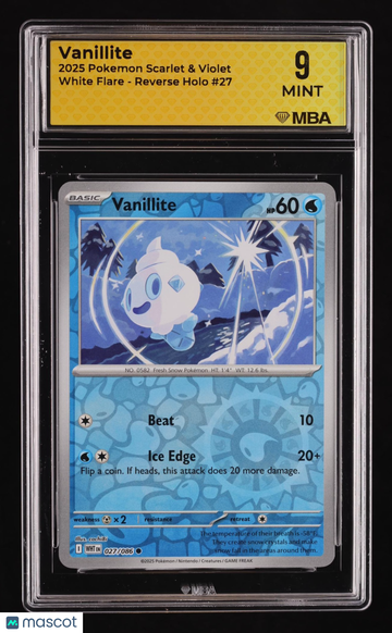 2025 Pokemon Scarlet & Violet White Flare Vanillite Reverse Holo MBA 9 #27