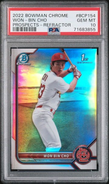 2022 BOWMAN CHROME PROSPECTS WON-BIN CHO #BCP154 PROSPECTS-REFRACTOR PSA 10