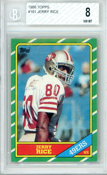 Jerry Rice 1986 Topps #161 RC Rookie BGS 8 NM 9 Centering Cert #0002108704 (Compare to PSA 8)