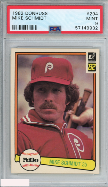 1982 DONRUSS MIKE SCHMIDT #294 PHILADELPHIA PHILLIES HOF PSA 9 MINT