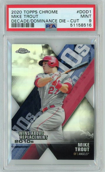 2020 TOPPS CHROME MIKE TROUT DECADE DOMINANCE DIE-CUT PSA 9 