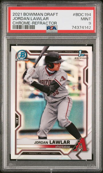 2021 Bowman Draft Jordan Lawlar #BDC194 CHROME-REFRACTOR PSA 9