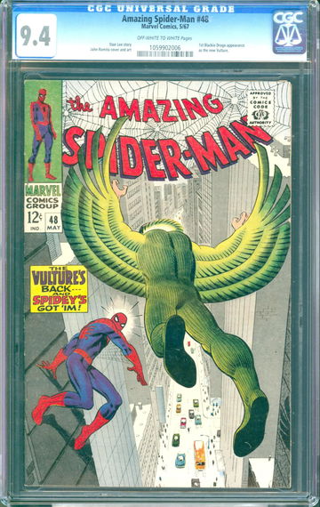 Amazing Spider-Man #48 (1967) CGC 9.4 -- O/w to white; 1st Blackie Drago Vulture
