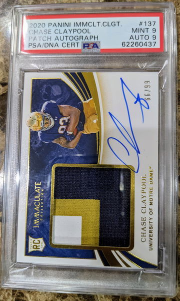 2020 Panini IMMACULATE Chase Claypool PSA 9