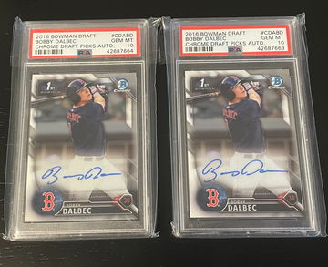 (2) Bobby Dalbec Bowman Chrome Base Auto PSA 10