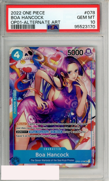 2022 ONE PIECE OP01-ROMANCE DAWN BOA HANCOCK #078 ALT ART PSA 10