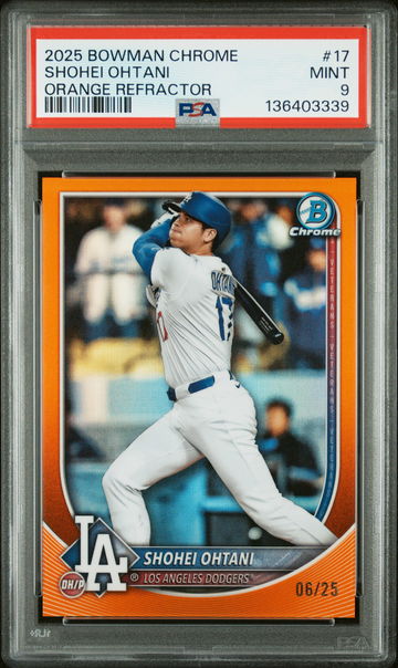 2025 Bowman Chrome Orange Refractor Shohei Ohtani #17 /25 PSA 9