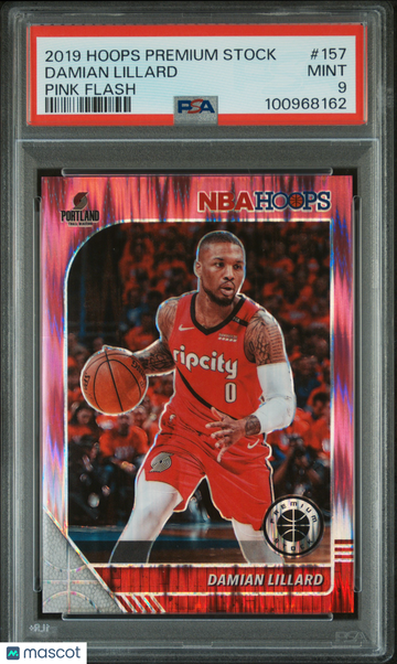 2019 Panini Hoops Premium Stock Damian Lillard #157 Pink Flash /25 PSA 9