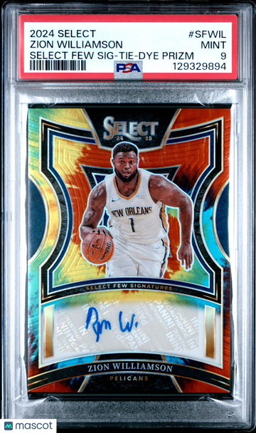 2024 Panini Select Select Few Signatures Zion Williamson #SFWIL Tie Dye Prizm PSA 9