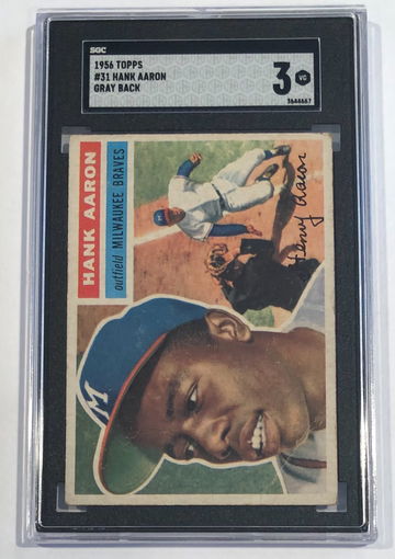 1956 Topps #31 Hank Aaron Gray Back SGC 3