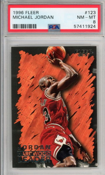 1996 FLEER MICHAEL JORDAN #123 CHICAGO BULLS HOF PSA 8 NM-MT