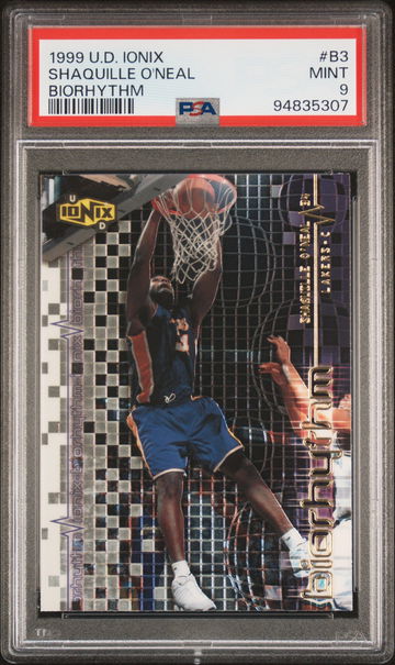 1999 UPPER DECK SHAQUILLE O'NEAL IONIX BIORHYTHM #B3 PSA 9 BK.C1.67