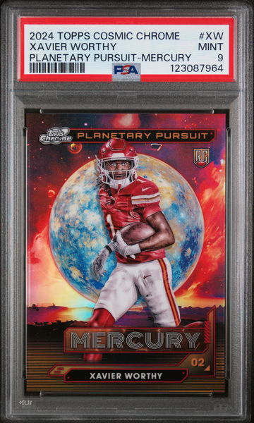 2024 Topps Cosmic Chrome Planetary Pursuit Mercury Xavier Worthy #XW /2 PSA 9