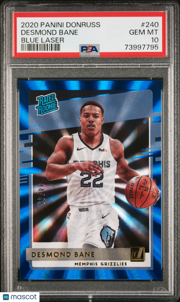2020-21 Donruss Desmond Bane Blue Laser /49 RC #240 PSA 10