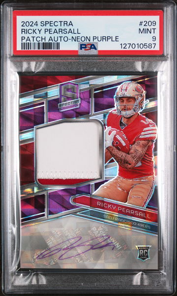 2024 Panini Spectra Patch Autograph-Neon Purple Ricky Pearsall #209 /30 PSA 9