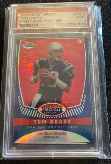 2008 topps finest Tom Brady refractor moments psa 9