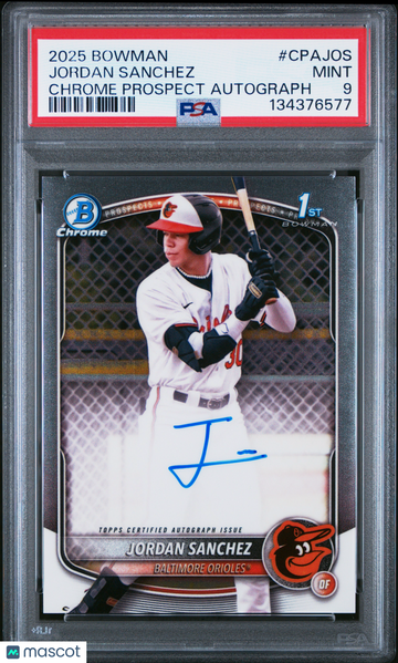 2025 Bowman Chrome Prospect Autographs Jordan Sanchez #CPAJOS PSA 9