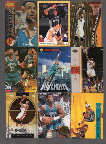 Alonzo Mourning NBA Basketball Card Lot (25) - HOF Hornets Heat Nice Variety