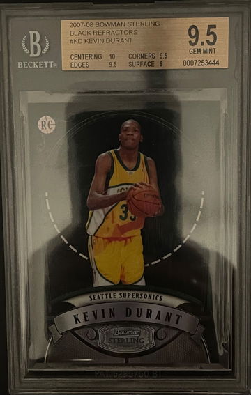 Kevin Durant 2007-08 Bowman Sterling #KD  Black Refractor Rookie RC /199 BGS 9.5 Gem Mint