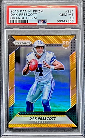 2016 Dak Prescott Orange Prizm #231 PSA 10 GEM MINT Rookie Card RC Dallas Cowboys