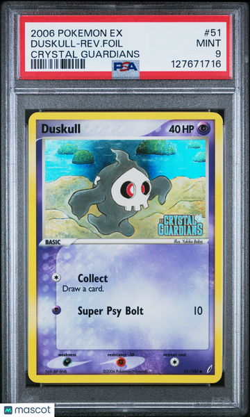 EX Crystal Guardians Duskull Reverse Holo PSA 9 #51
