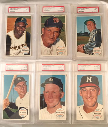 1964 TOPPS GIANTS “ JUMBO “  B. Clemente(chip R/S Slab) ,B Skowron, B. Friend, LR  A . Malone, W. Ford , W. Spahn