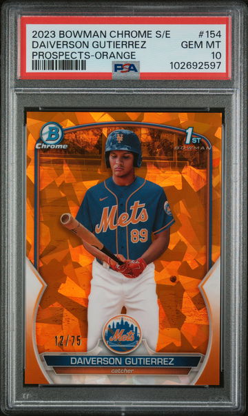 2023 Bowman Chrome Sapphire Edition Prospects #154 Daiverson Gutierrez Orange PSA 10