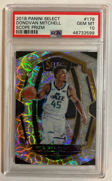 Donovan mitchell psa 10 2018 select scope prizm