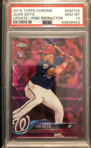 JUAN SOTO 2018 Topps Chrome Update PINK REFRACTOR Rookie RC #HMT55 PSA 10 GEM MT