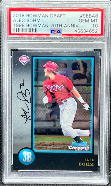 2018 Bowman Draft Alec Bohm 1998 20th Anniversary PSA 10.