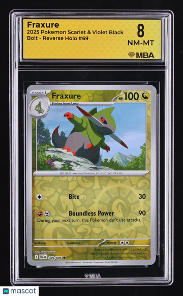 2025 Pokemon Scarlet & Violet Black Bolt Fraxure Reverse Holo MBA 8 #69