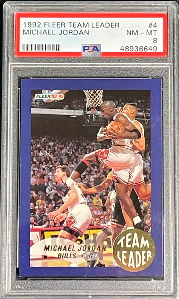 PSA 8 1992 Fleer Team Leaders Michael Jordan #4 PSA 8