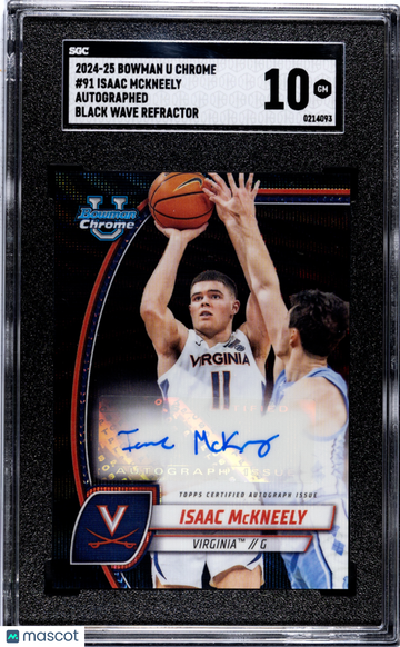 2024 Bowman U Chrome Isaac Mckneely #91 Autograph Black Wave Refractor SGC 10
