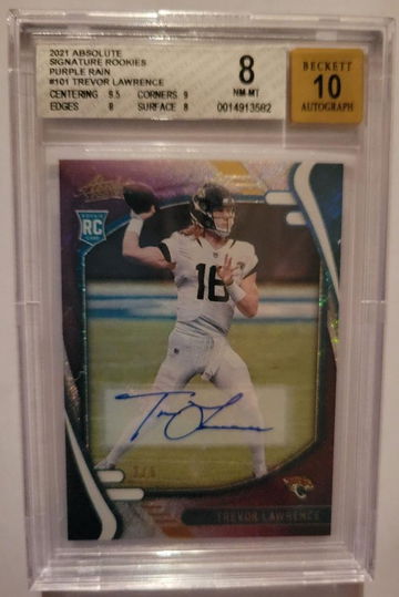 2021 Trevor Lawrence Rc Rookie Auto Purple Rain 2/5 BGS 8 10 auto!!!