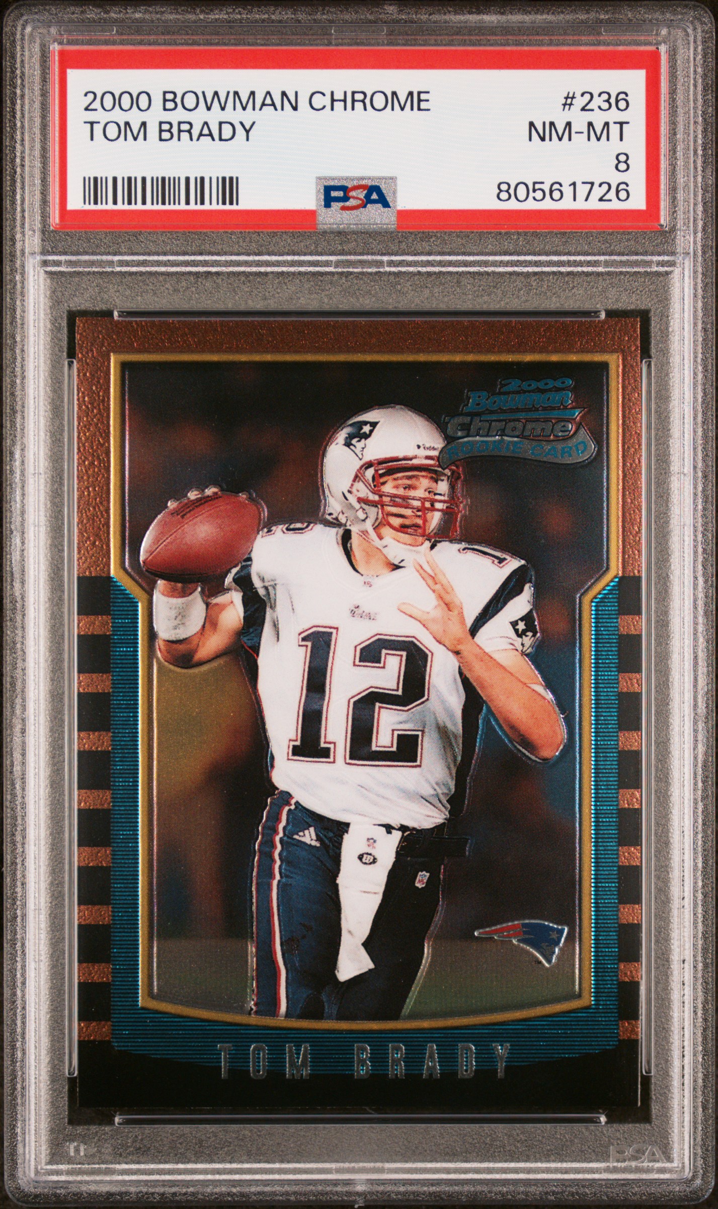 PSA 8 2000 Bowman Chrome Tom Brady Rookie RC #236