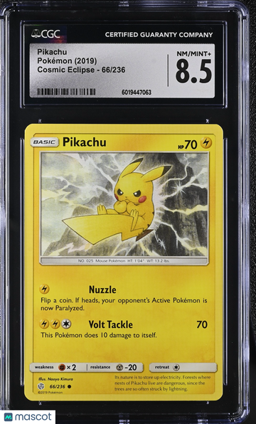 2019 Pokémon Cosmic Eclipse Pikachu CGC 8.5 #66/236