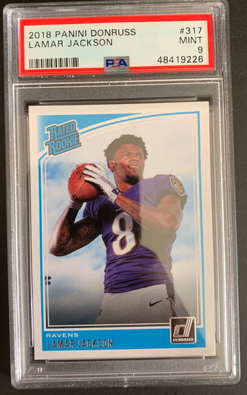 2018 DONRUSS RATED ROOKIE LAMAR JACKSON PSA 9