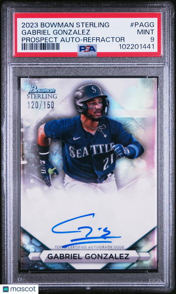 2023 Bowman Sterling Prospect Autographs Gabriel Gonzalez #PAGG Refractor /150 PSA 9