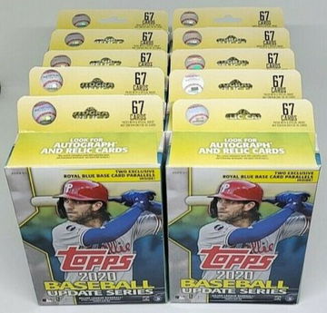 (10) 2020 TOPPS UPDATE HANGER BOXES WALMART EXCLUSIVE ROYAL BLUE SP RC'S
