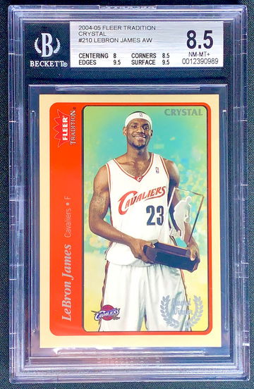 Missing serial #/150 2004-05 Lebron James Fleer Tradition Crystal #210 BGS 8.5 with 2-9.5 subs