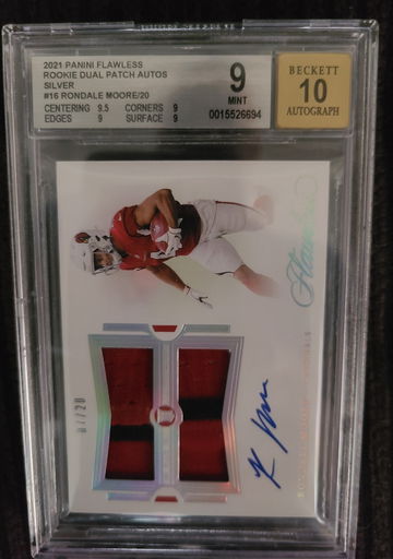 2021 Panini Flawless Rondale Moore Rookie Dual Patch Auto /20  BGS 9/10