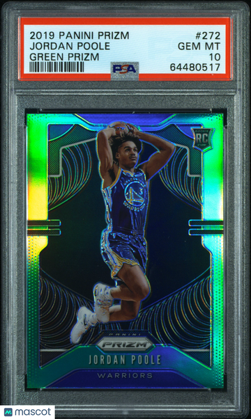 2019 Panini Prizm Jordan Poole #272 Green Rookie PSA 10